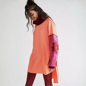 NWT Free People Make it Cozy Swit Sweater Top Waffle Coral Knit Wine Size Small